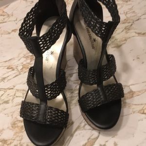 Black Wedge Sandals